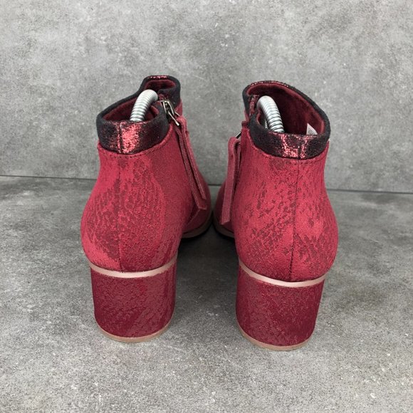 Toms Loren Suede Ankle Boot Bootie, Burgundy Red, Women's 7.5 - Picture 4 of 7